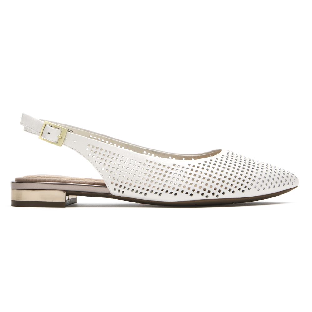 Ballet Mulher Rockport Total Motion Adelyn Slingback Flat Branco,Portugal XQBNO-5263